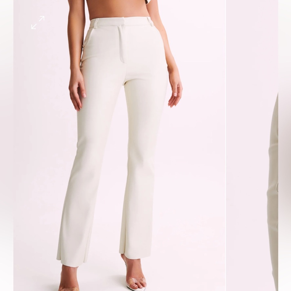 Straight Leg Faux Leather Pants - Ivory